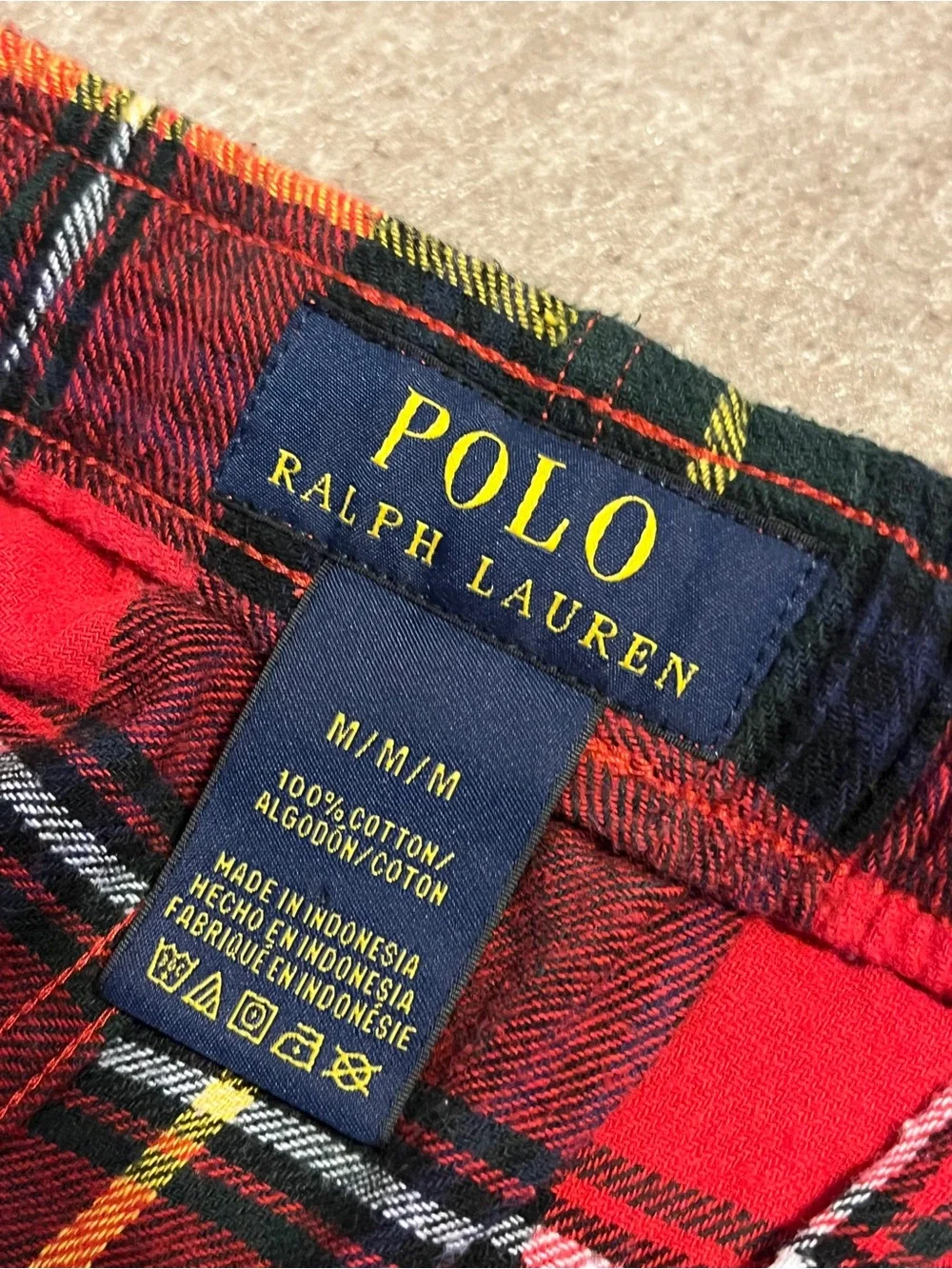Polo Ralph Lauren Red Plaid Pajama Pants Medium Cotton Lounge